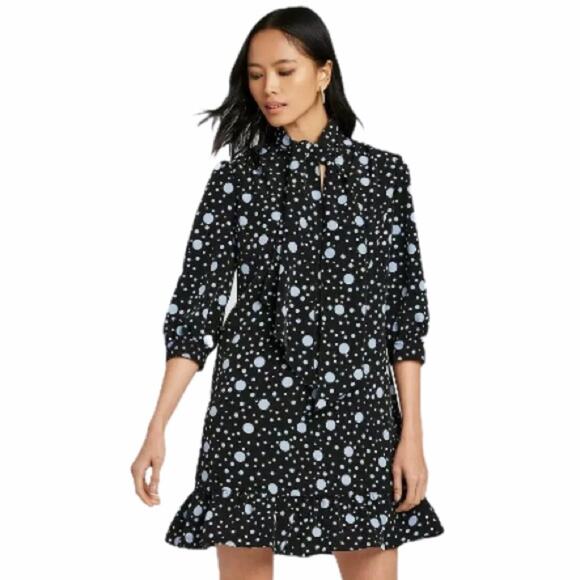 Who What Wear Polka Dots Print 3/4 Sleeve Dress - Picture 1 of 9